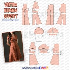 the sewing pattern for a dress is shown