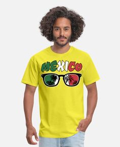 'Vintage Mexico Flag Sunglasses Mexican Design' Men's T-Shirt | Spreadshirt Mexico Flag, Vintage Mexico, Mexican Designs, Gift Stickers, New Kids, Custom Clothes, Best Sellers, Men's T Shirt, Flag