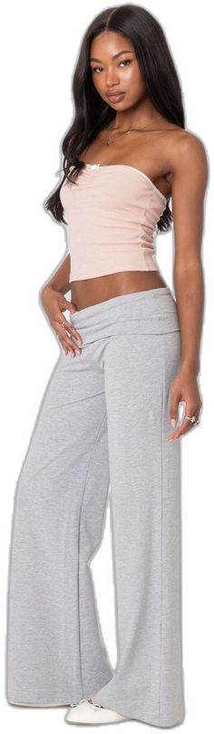 Gray Stretch Pants For Leisure, Trendy Leisure Bottoms For Spring, Casual Stretch Gray Bottoms, Spring Yoga Pants For Loungewear, Versatile Yoga Pants For Spring Loungewear, Trendy Long Leisure Bottoms, Trendy Leisure Long Pants, Trendy Leisure Bottoms Long Pants, Casual Straight Leg Sweatpants For Yoga