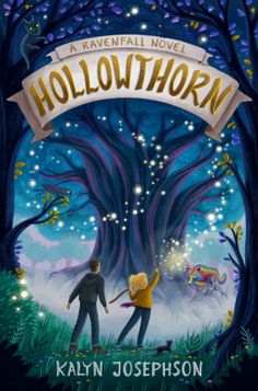 the book cover for hollowhorn by kaylyn josephson, with an illustration of two people