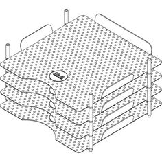 a drawing of a stack of three mattresses with holes in the top and bottom