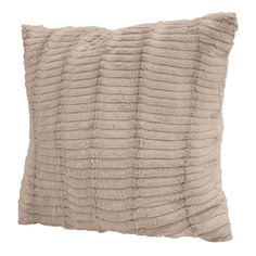 a gray pillow on a white background