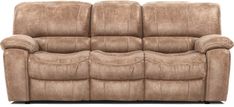 the reclining loveseat is shown in tan