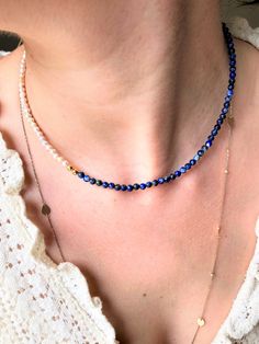 ★ Natural Stone (Lapis Lazuli ) ★ Adjustable chain (16-17 inches) ★ Gold Plated Closure Lapis Lazuli Gemstone Beads Necklaces, Elegant Lapis Lazuli Gemstone Beaded Necklace, Elegant Beaded Lapis Lazuli Necklace, Adjustable Beaded Lapis Lazuli Crystal Necklace, Silver Beaded Lapis Lazuli Necklace, Lapis Lazuli Necklace, Lapis Lazuli Beads, Silver Plated Jewelry, Seed Bead Necklace