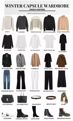 French Capsule Wardrobe, Minimalist Wardrobe Capsule, Capsule Wardrobe Casual, Capsule Wardrobe Women, Capsule Wardrobe Outfits, Fashion Capsule Wardrobe, Skandinavian Fashion, Winter Fashion Outfits Casual, Winter Capsule