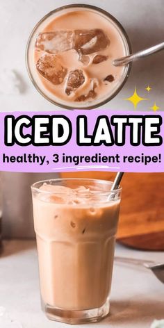 iced latte recipe in a glass with ice on top