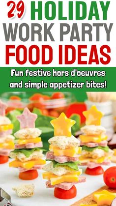 29 Holiday Work Party Food Ideas Work Party Food, Holiday Party Menu, Christmas Tree Bread, Work Potluck, Cheese Ball Bites, Simple Appetizer, Potluck Ideas, Work Holiday Party