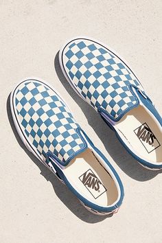 Classic slip-on Vans with a too cool checkered design. Featuring sturdy canvas upper and rubber sole for an ultra-comfortable wear. Vans Wallpaper, Shoes For School, Checkered Design, Hype Shoes