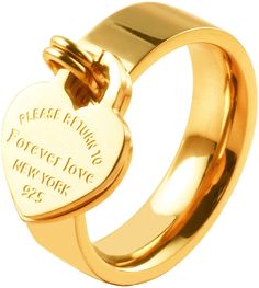 PRICES MAY VARY. Material: Finger rings for women with double heart charms, engraving the warm love words. Made of premium stainless steel, crafted in 18k gold plated with fabulous design Specification: High polished anti-fading cute ring can be chosen in size 6# ,7#, 8#, 9# and 10#. Pls order the suitable size for yourself Perfect for Her: Special jewelry for your loved one, charming dangle ring is popular with women. A nice choice for your mother, wife, lover on mother's day, birthday, anniver Engraved Promise Rings, Evil Eye Hand, Heart Band, Friendship Rings, Special Jewelry, Charm Rings, Cute Rings, Gold Plated Rings, Forever Love