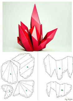 an origami flower is shown with instructions to make it look like the petals