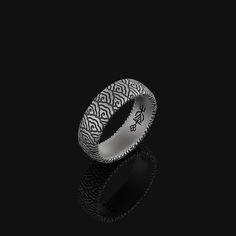 "Japanese Cloud Ornament Shaped Band Ring, Clouds, Traditional Anniversary Gift, Wedding Band, Promise Ring, Unisex Sterling Silver Ring ✦ Jewelry Details ✦ * Material: 925 Sterling Silver * Weight: 10-11 grams * Finish: Oxidized, Polished, Gold, Rose Gold * Stamp: 925 * Band width: 7.5mm * Available sizes; 5 US to 15 US. Contact me if you're expecting to buy another size! * Ideal for daily use with an oxidized finish on 925 sterling silver, which makes details more attractive and eye-catching! Symbolic Ring With Intricate Design For Promise, Wedding Bands With Etched Detail And Adjustable Fit, Adjustable Etched Wedding Bands, Wedding Adjustable Etched Bands, Silver Jewelry With Decorative Band For Marriage, Traditional Diamond Cut Ring Jewelry, Handmade Silver Bands For Wedding, Traditional Adjustable Engraved Ring For Anniversary, Decorative Band Engraved Ring As Gift