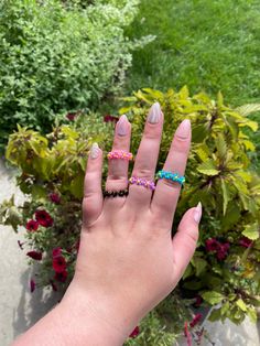 Handmade beaded flower ring size 6/7 Beaded Flower Ring Gift, Adjustable Multicolor Flower Ring With Colorful Beads, Beaded Daisy Rings, Cheap Beaded Flower Rings, Adjustable Multicolor Beaded Flower Ring, Beaded Flower Ring, Beaded Daisy, Daisy Ring, Flower Ring