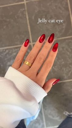 Red Chrome Nails, Velvet Nails, Red Nail, Cat Eye Nails, Xmas Nails, Fire Nails, Fancy Nails, Chic Nails, Cute Acrylic Nails