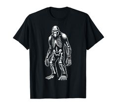 a black t - shirt with a white image of a skeleton in the shape of a human