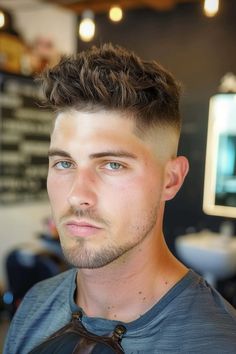 17. Short Spiky Hair (Best Haircuts For Men With Oval Face) - Best Haircuts For Men With Oval Face Short Spiky Hair, Haircuts For Oval Faces, Buzz Cut With Beard, Oval Face Men, Short Pompadour, Taper Fade Short Hair, Modern Quiff