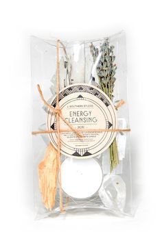 the package contains an assortment of herbs and candles