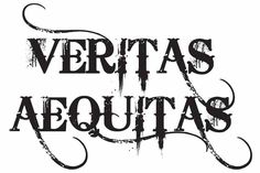 the words veritas aequitas are in black and white