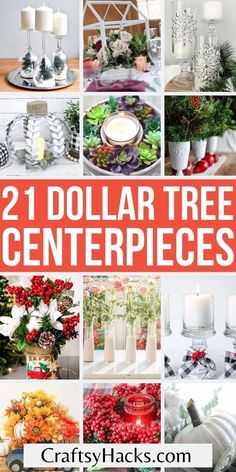 twelve dollar tree centerpieces with text overlay