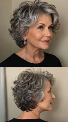 Curly Short Haircut, Haircut Short Hairstyles, Curling Fine Hair, Haircut Gray Hair, Short Curly Hairstyles For Women, Hair Layered, Grey Curly Hair, Lasting Curls, Hairstyles For Women Over 60