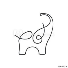 an elephant with its trunk in the shape of a heart line art icon on white background