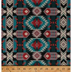 an old navajo rug with red and blue designs