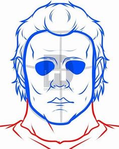 an image of a man's face in blue and red