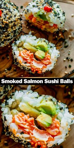 sushi balls with smoked salmon and avocado