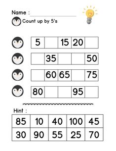 the penguin number line worksheet with numbers to 10 and two penguins on it