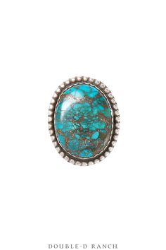 A VIBRANT VINTAGE FIND Vintage turquoise jewelry is always a good idea and we're obsessed with this ring. The natural serrated bezel set turquoise stone is set on a sterling silver band and bordered with drop details. This large vibrant ring will have all eyes on you. materials: sterling silver, turquoise measurements: 1 1/2" weight: 16 grams size: 7 nice vintage condition stones are secure in their settings silver has a nice patina light wear from ethnographic use style: JR1569 in stock All ret Vintage Turquoise Jewelry, Double D Ranch, All Eyes, Vintage Turquoise, Sterling Silver Bands, All About Eyes, Silver Turquoise, Turquoise Jewelry, Turquoise Stone