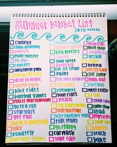 a summer bucket list hanging on a wall