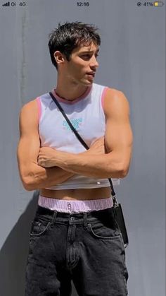 crop top for guys  • tank top for guys  • tank top crop top for guys   • baggy pants   • boxers with pants look  • saggy look  • sagging your pants  • boxers   • tight top   • manu ríos   • guys aesthetic outfits  • guys streetwear   • guys fashion   • stylish top for guys   • Guys Aesthetic Outfits, Mens Crop Top Fashion, Guys Streetwear, Guys Aesthetic, Outfits Guys, Aesthetic Male Outfits