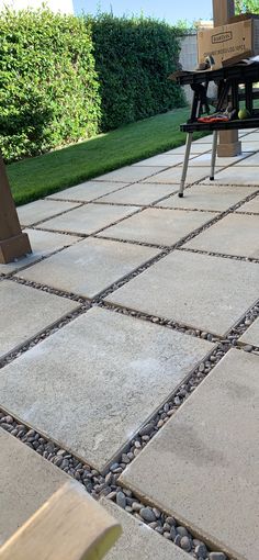 a table and some chairs on a patio