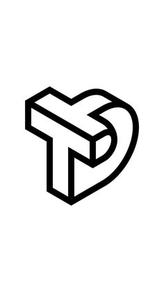 a black and white logo with the letter t