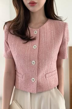 Short Sleeve Coat, Chinese Fancy Dress, Classy Blouses, Fashion Dresses Formal, Jackets Denim, Long Kurti Designs, Motorcycle Jackets, Korean Clothing, Fancy Blouses