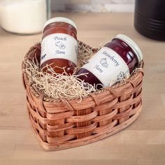 Heart Shaped Jam Gift Basket | Amish Homemade Jam Basket Gift Set Jam Gift Basket, Butter Spreads, Jam Gift, Homemade Jams, Jar Of Jam, Homemade Strawberry Jam, Amish Community, Candy Basket, Simpler Times