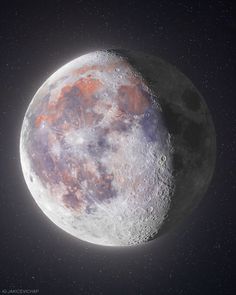 an artist's rendering of the moon with stars in the sky behind it, as seen from earth