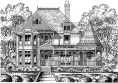 this is an artist's rendering of the victorian style house in black and white