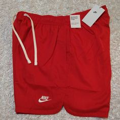 Brand New With Tags Whether You're Running To The Nearest Food Truck Or Diving Into Your Favorite Swimming Hole, The Nike Sportswear Sport Essentials Lined Flow Shorts Are A Good Idea. Lined For Comfort, The Smooth Woven Fabric Is Lightweight And Lends Itself To Adventures Of All Kinds. Casual Red Activewear With Relaxed Fit, Red Relaxed Fit Activewear For Athleisure, Red Relaxed Fit Athleisure Activewear, Casual Red Activewear, Red Sportswear Bottoms For Leisure, Sporty Red Cotton Athletic Shorts, Red Cotton Sporty Athletic Shorts, Red Casual Activewear For Sports, Red Casual Activewear For Streetwear