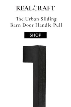 the urban sliding barn door handle pull is shown in front of a white background with black lettering