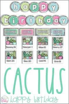 cactus themed birthday party banner with the words happy birthday