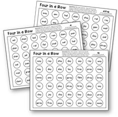 four in a row worksheet for kids to practice their handwriting skills and spelling