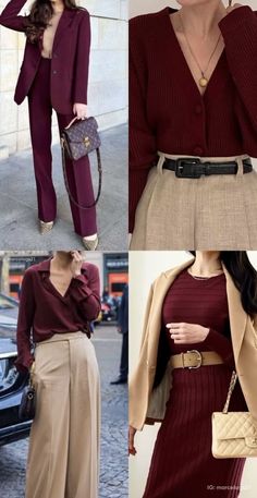 Chique Outfit, Burgundy Outfit, Trendy Fall Outfits, Stylish Work Outfits, Pinterest Fashion, Looks Chic