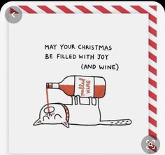 a christmas card with a wine bottle on it