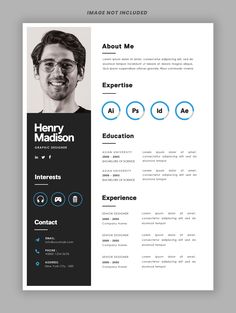 a professional resume template with an image on the front and back side, in blue