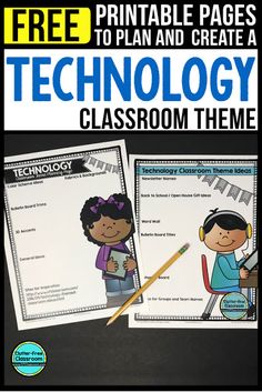 the technology classroom theme is shown in this freebie printable page for students to use