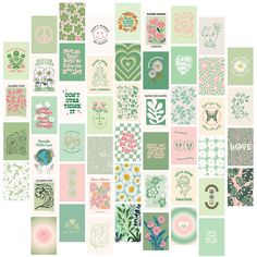 a collage of many different designs and colors in squares, with the words love on them