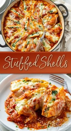 stuffed shells stuffed with cheese and spinach and smothered in marinara sauce. Stuffed Shells Easy, Shells Recipe, Stuffed Shells Recipe, Easy Dinner Recipe, Pasta Dinners, Pasta Dinner Recipes, Fettuccine Alfredo, Food Chicken, Italian Dinner