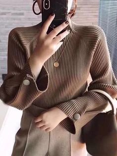 How To Have Style, Full Sleeve Top, Pullover Mode, Solid Color Sweater, Women Sweaters Winter, Korean Fashion Casual, Estilo Chic, High Neck Sweater, Loose Knit