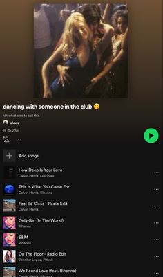 an iphone screen showing the music player for dancing with someone in the club on it