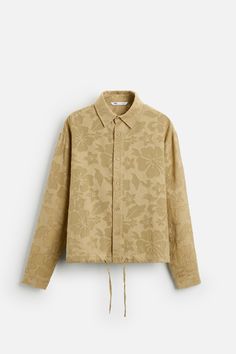 GEOMETRIC JACQUARD SHIRT - Light khaki | ZARA India Linen Men, Jacquard Shirt, Waistcoat Dress, Mens Shirt, Jacquard Fabric, Sweater Coats, Puffer Coat, Trouser Jeans, Winter Wardrobe